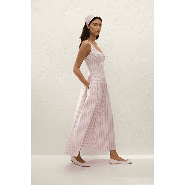 Faithfull Marcella Midi Dress Fiori Stripe Palazzo