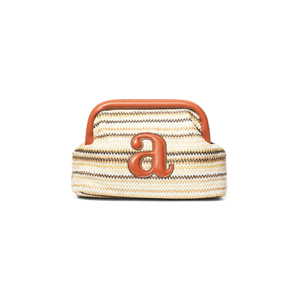 Arnie Says Raffia Clutch Stripe Ecru Combo