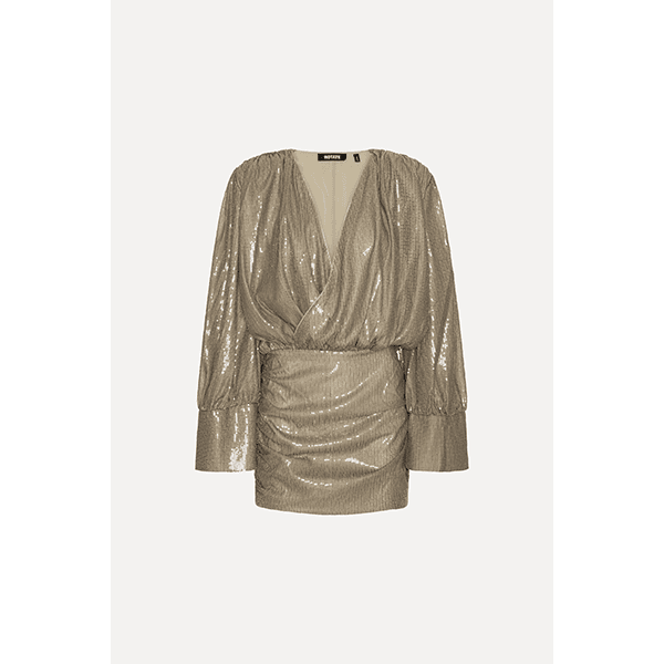 ROTATE Sequins LS Mini Dress Fossil