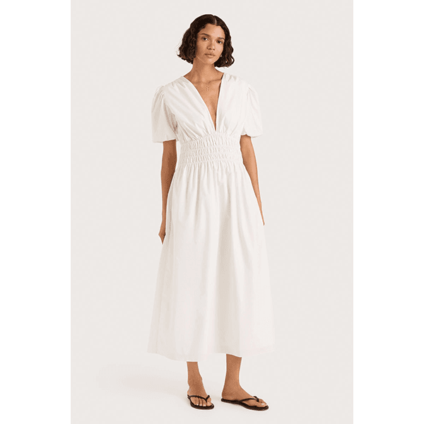 Faithfull Grace Midi Dress White