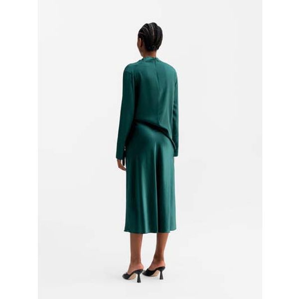 Ahlvar Hana Satin Skirt Dark Emerald