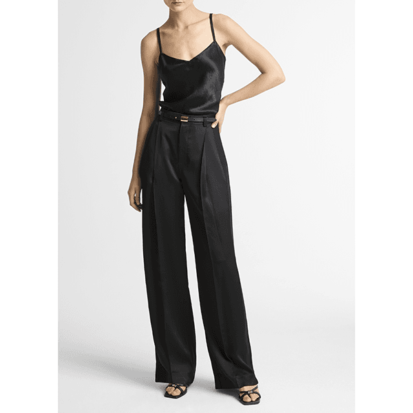 Vince High Waist Satin Trouser Black