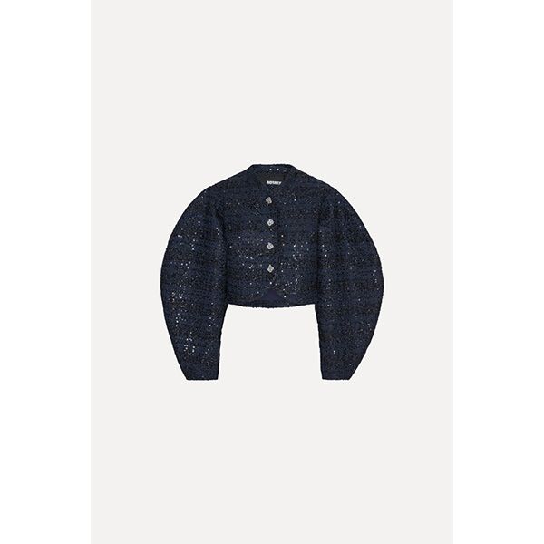 ROTATE Boucle Short Jacket Navy Blazer