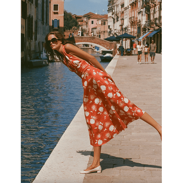 Faithfull Bianca Midi Dress Sunrose Rosso