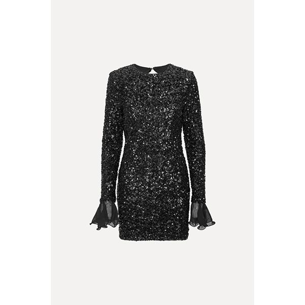 ROTATE Sequins Mini LS Dress Black