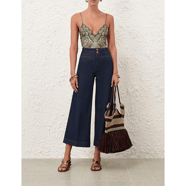 Zimmermann Wanderlust Scallop Onepiece Tapestry Teal Multi