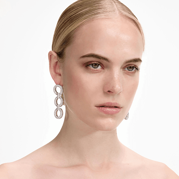 Self-Portrait Crystal Link Three Tiered Earrings