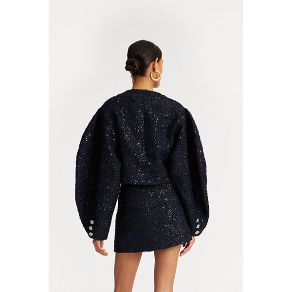 ROTATE Boucle Short Jacket Navy Blazer