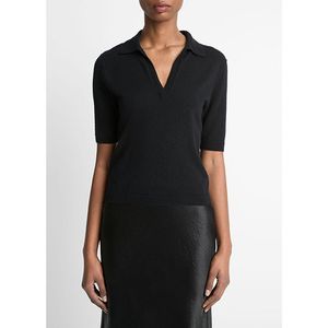 Image of Vince Silk Blend S/S Polo Black