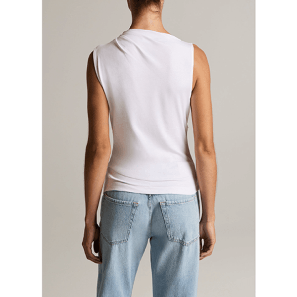 Vince Slvless Draped Top Optic White