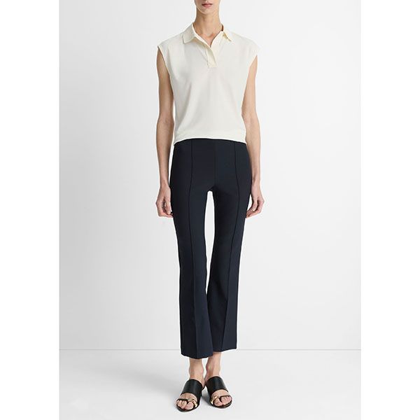 Vince Mid Rise Pintuck Crop Flare Pant Coastal