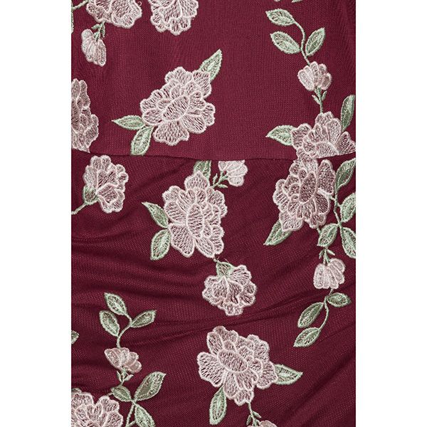 ROTATE Mesh Asymmetric Dress Zinfandel Comb