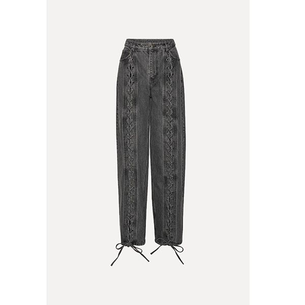 ROTATE Denim Laced Leg Pant Black
