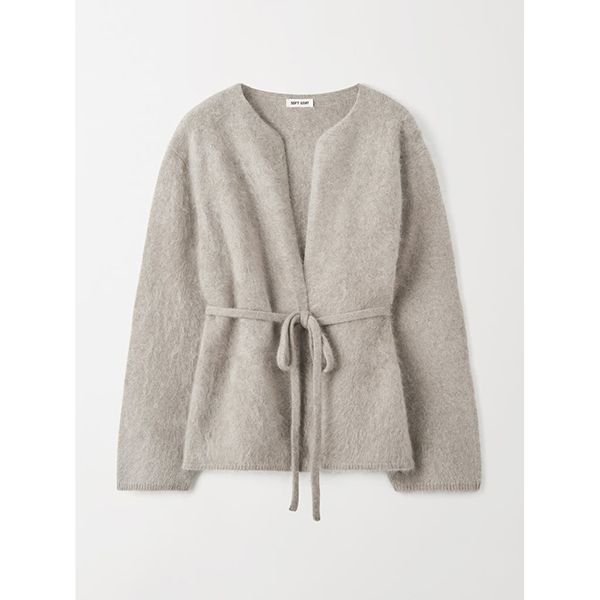 Soft Goat Brushed Cardigan Greige