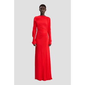 Hovedbilde Victoria Beckham Long Sleeve Draped Jersey Gown Cayenne