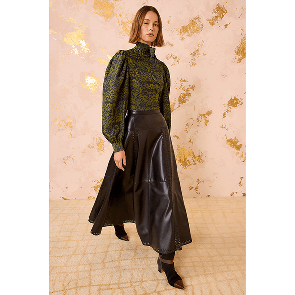 Ulla Johnson Aninda Leather Midi Skirt Noir