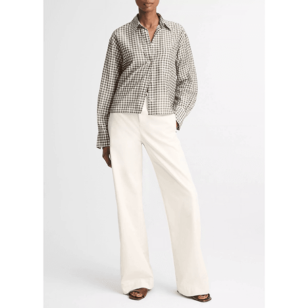 Vince Cropped Shirt Off White/Smoke