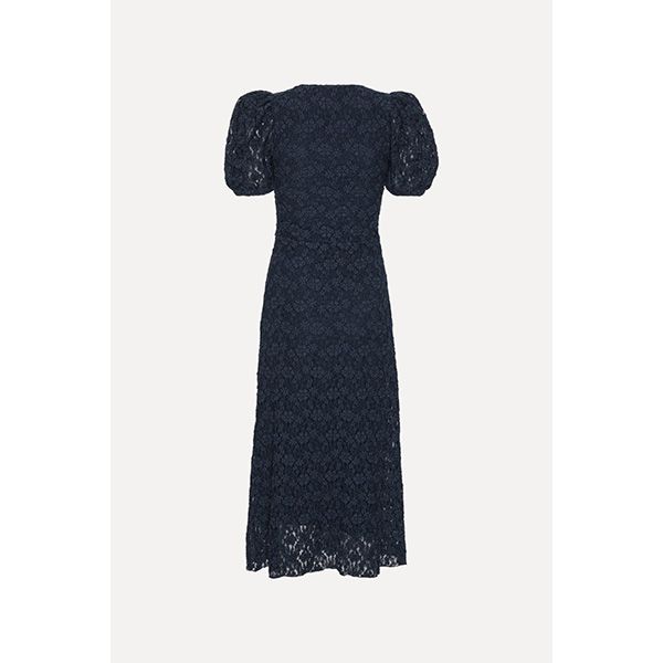 ROTATE Lace Puff Sleeve Dress Navy Blazer